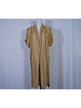 Vintage Missoni Short Sleeve Yellow Zig Zag Knit Cardigan Size EU 44